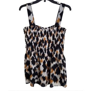 Rose + Olive Tan Black White Animal Print Tank Top Size Medium